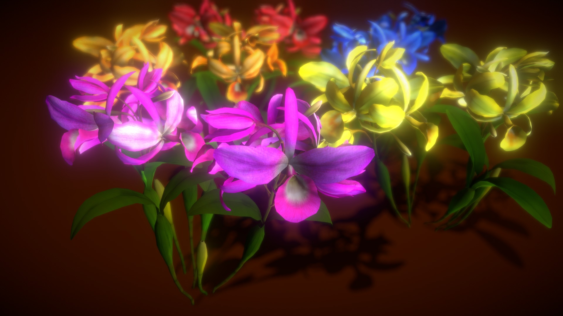 3D model Flower Guarianthe - This is a 3D model of the Flower Guarianthe. The 3D model is about a group of flowers.