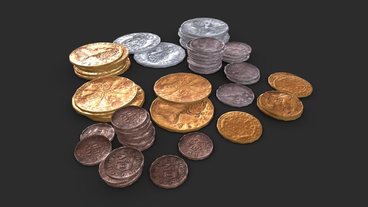 Old British Coins 3D Model