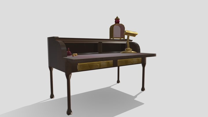 Vintage Drawing Desk 3D Model