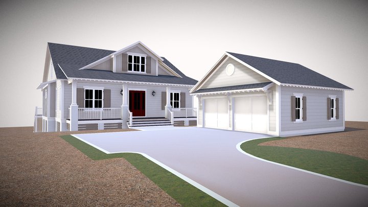 Front Light House Plan 3D Model