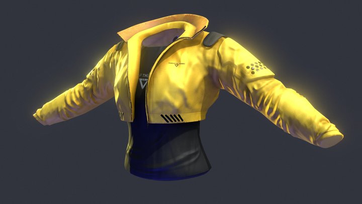 Fabric of the Universes' Gold Crop Bomber Jacket 3D Model
