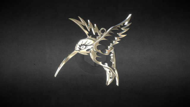 Tribal Hummingbird Pendant 3D Model