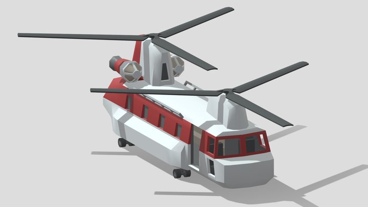 Chinook Helicopter - Rescue - Low Poly Game Mod 3D Model