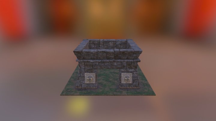 Temple Wall with Sculpture 3D Model