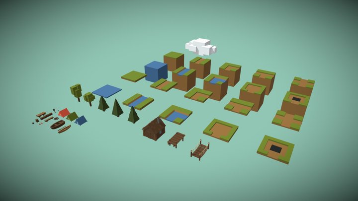 Low poly Forest environment package 3D Model