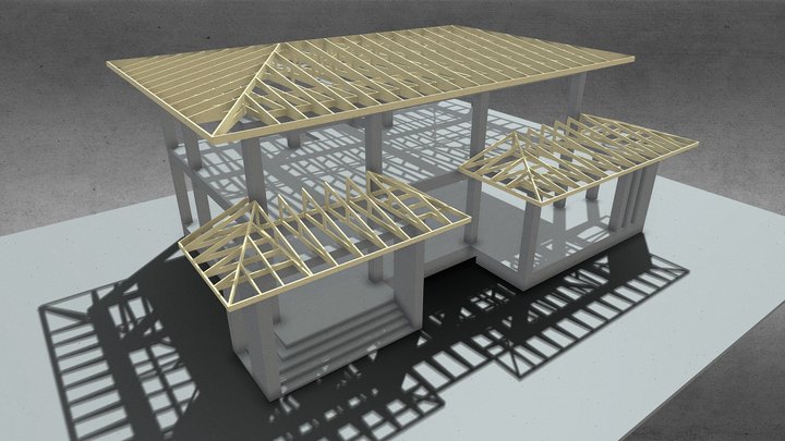 Кровля двухэтажного дома 3D Model