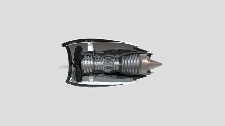 Rotating Jet Engine 3D Model