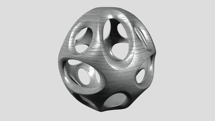 Orbital Void Sphere, a sculptural aluminum form