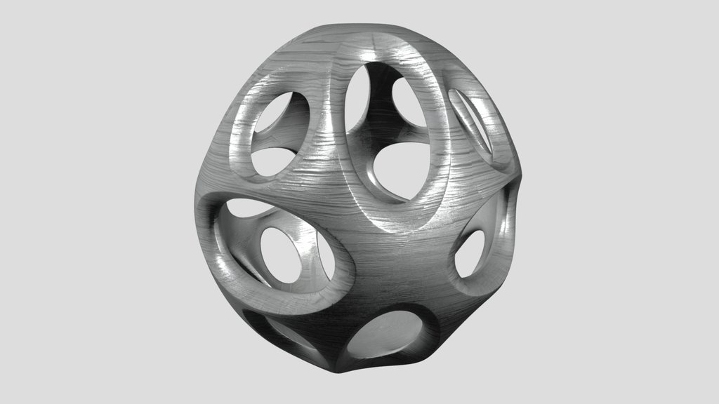 Orbital Void Sphere, a sculptural aluminum form