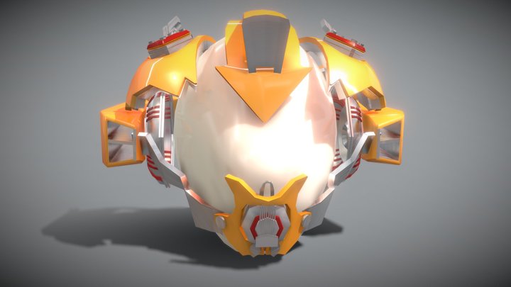 Yellowish Tech Helmet 3D Model