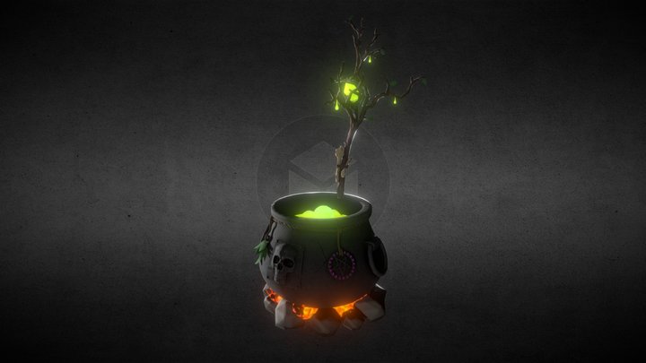 Stylized Witch Cauldron 3D Model