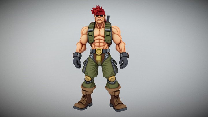 Metal Slug–style pixel art 3D Model