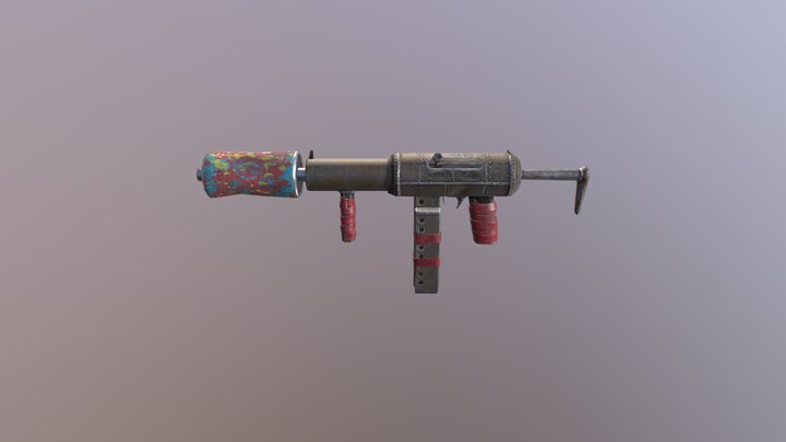 Hand Made Submachine Gun Low-poly 3D model V.1 3D Model