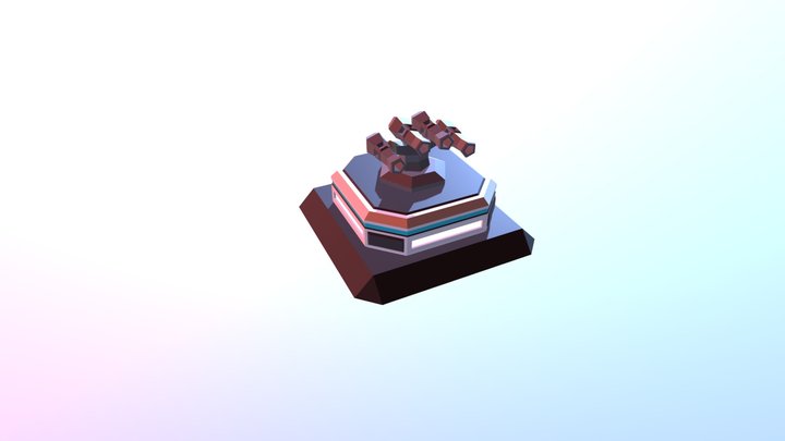 Low Poly Exo Turrent 3D Model