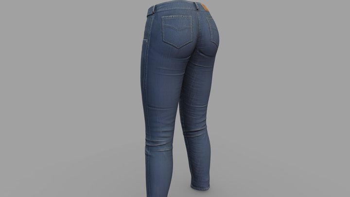Sexy Blue Jeans Denims Pants 3D Model
