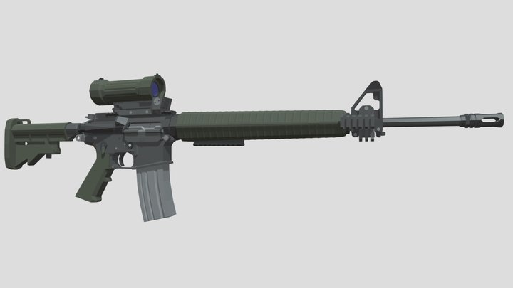 Low Poly Diemaco C7A2 3D Model