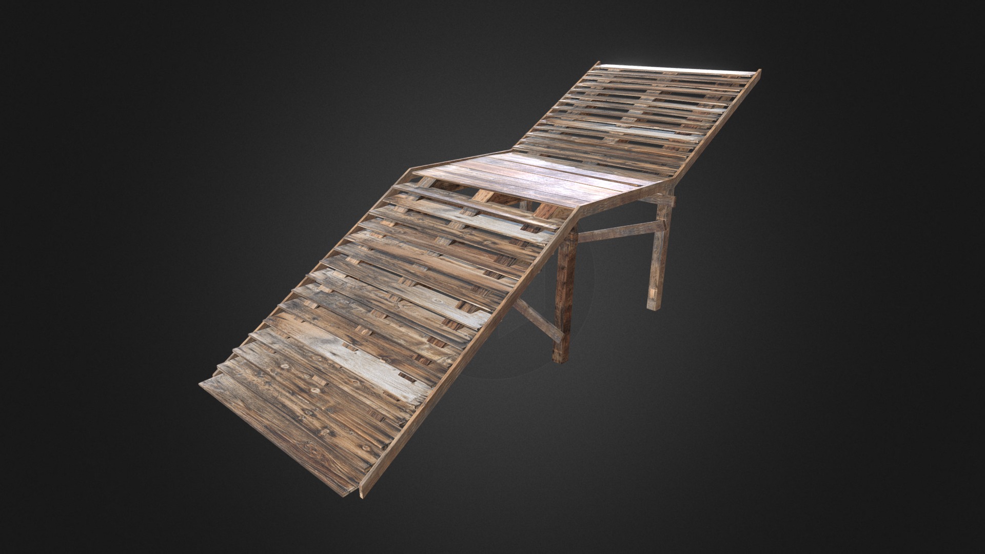 3D model Old Wood Stairs - This is a 3D model of the Old Wood Stairs. The 3D model is about a wooden chair with a black background.