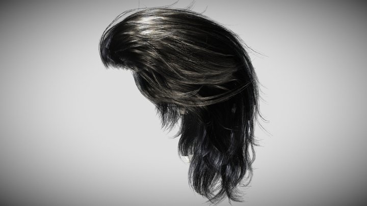 Real Time Hair Card Male Hairstyle part 10 3D Model