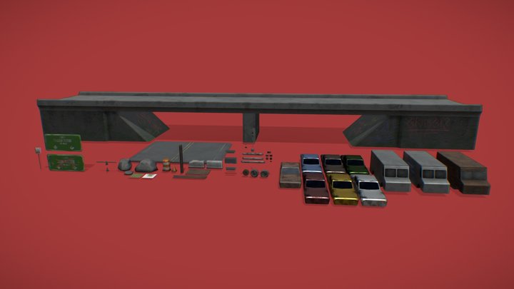 Small Abandoned Highway Assets 3D Model