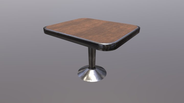 2K Textured Walnut Diner Table 3D Model