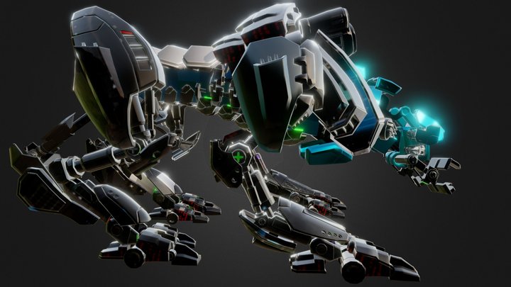 Realistic Sci-Fi Robots 3D Model