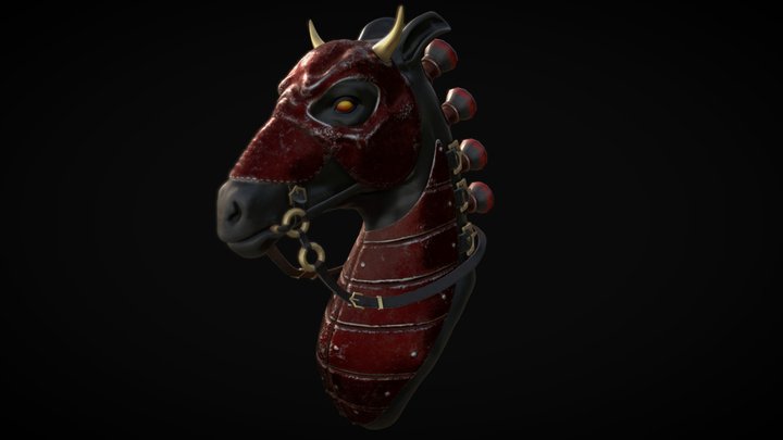 Three Kingdoms - Armoured Horse Bust 3D Model