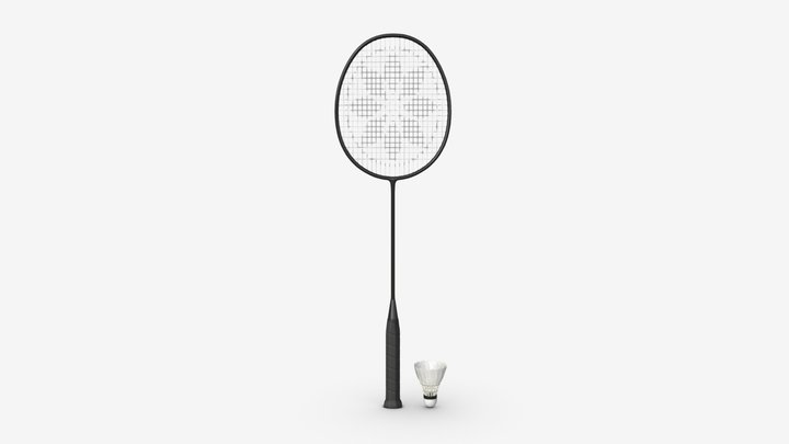 Badminton Racquets with Shuttlecock 3D Model