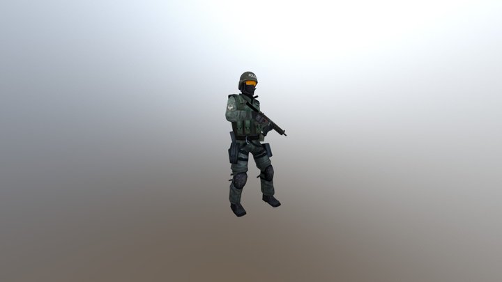 Rifle Police SWAT Animations 3D Model