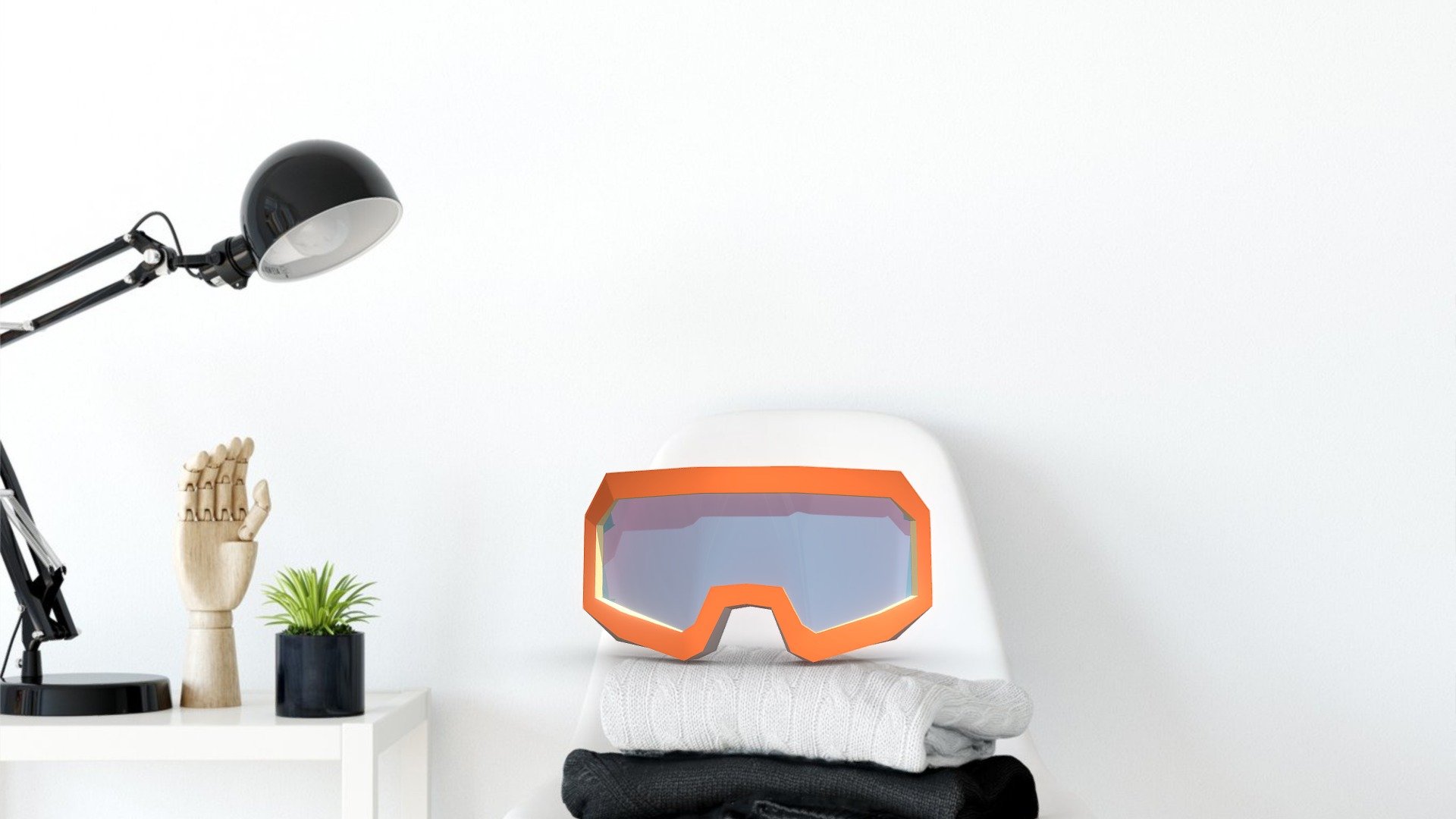 Ski goggle kit home decor 3D paper origami — Sketchfab embed 3D viewer