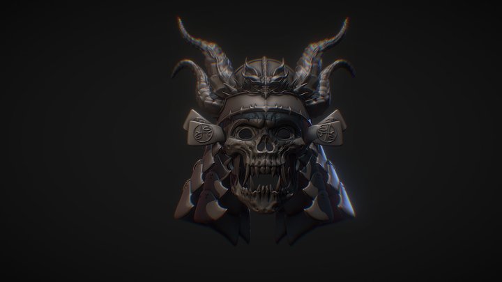 Demonic Samurai Helmet 3D Model