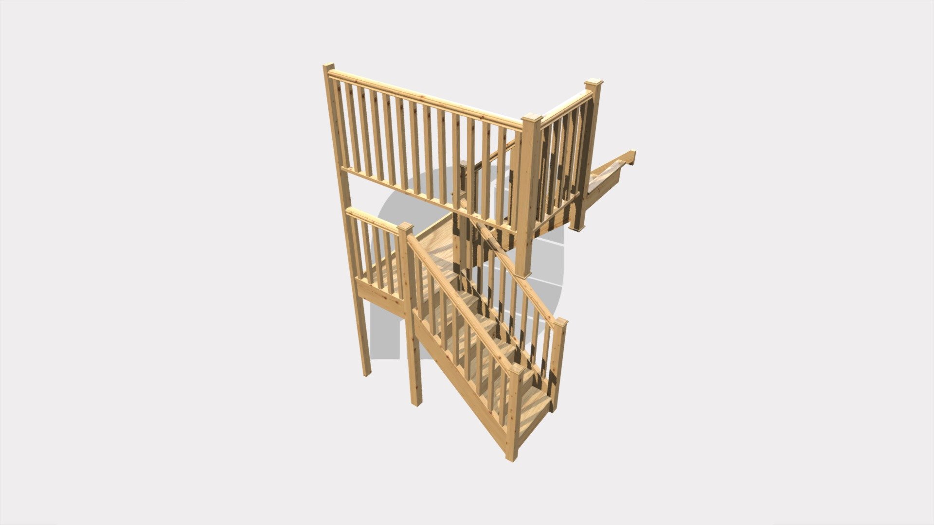 Pine half landing staircase