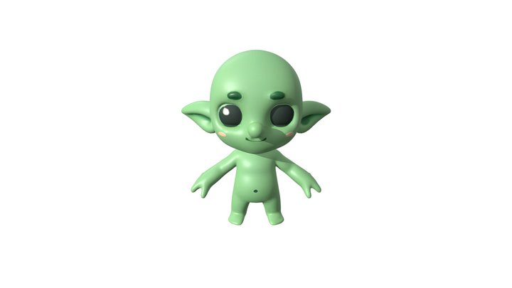 Gobelin Cartoon 3D - Personnage Vert 3D Model