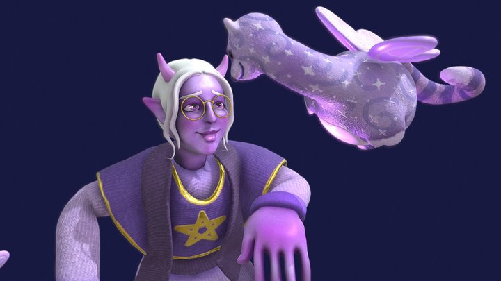 Mephi And His Pet Ferret 3D Model