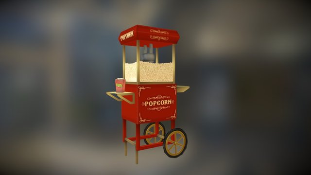 Vintage Popcorn Cart 3D Model