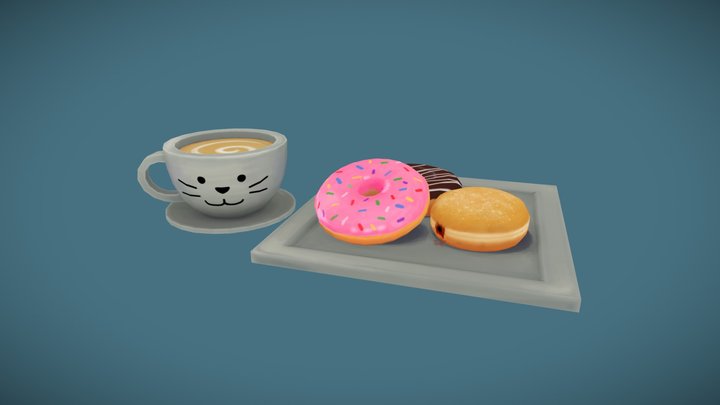 Coffee and Donuts 3D Model