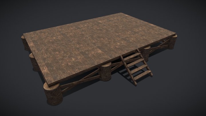 Short Rustic Wide Stage 3D Model