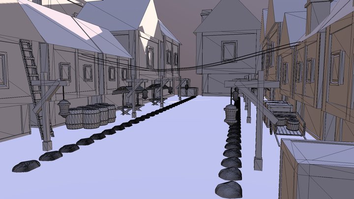 Medieval Street Scene 3D Model