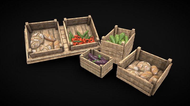Medieval Market/ Vegetables and Boxes – Gratis 3D-model STL