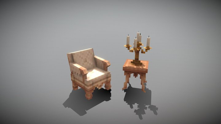 [GC] antique furniture set 3D Model