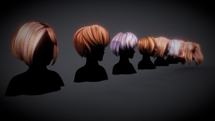 Hair pack 10 models 3D Model