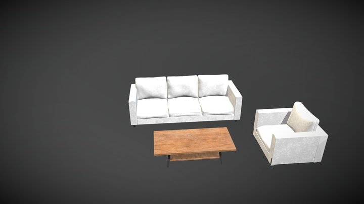 CouchChairCoffeeTable 3D Model