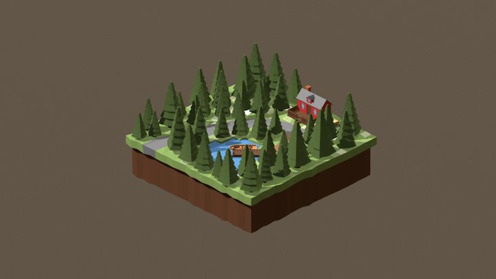 Low Poly Summer House 3D Model