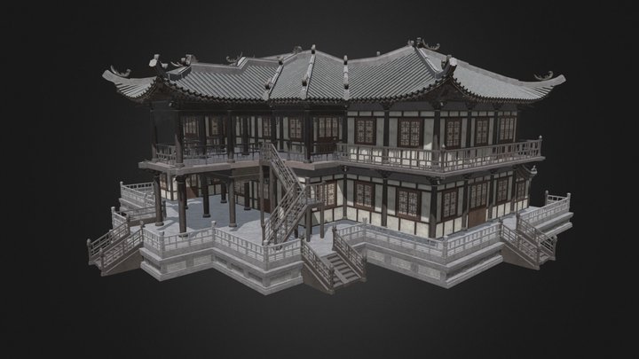 Procedural asian architecture test 11 3D Model