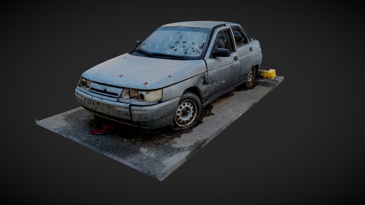 VAZ 2110 Car Destroyed in War - Kyiv, Ukraine 3D Model