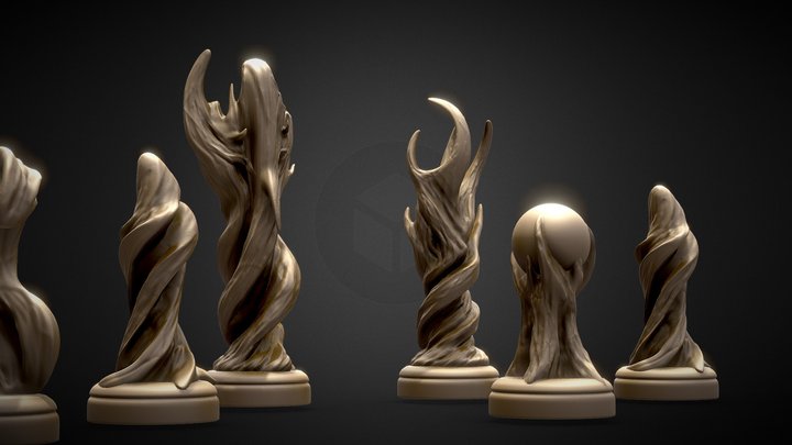 Ancestral wood chess series - 3D-printable 3D Model