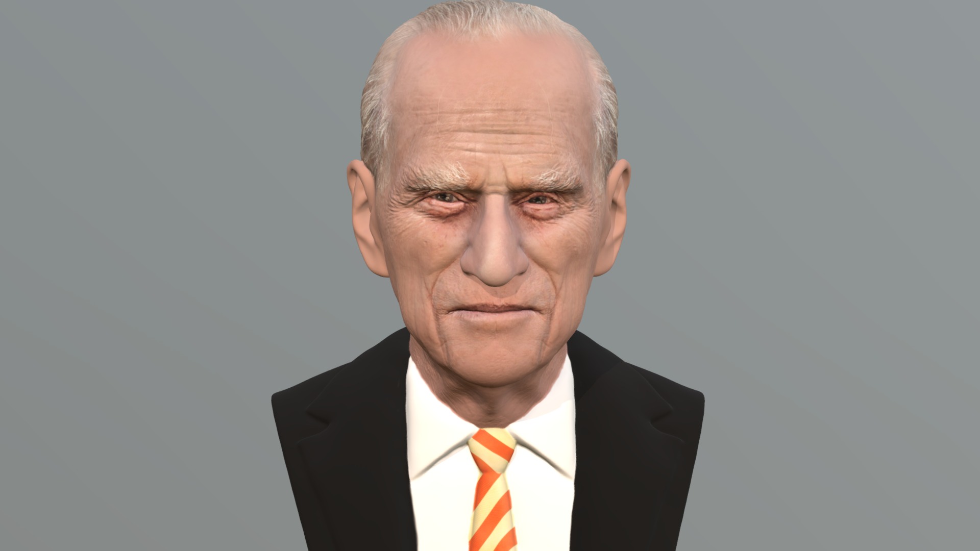 3D model Prince Philip bust for full color 3D printing - This is a 3D model of the Prince Philip bust for full color 3D printing. The 3D model is about a man in a suit.