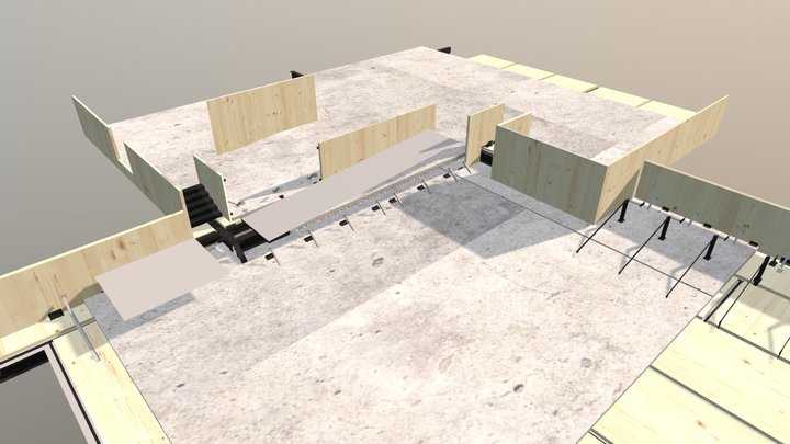 01. RAMP AT SHORTCUT STAIR. EXPLODED 3D Model