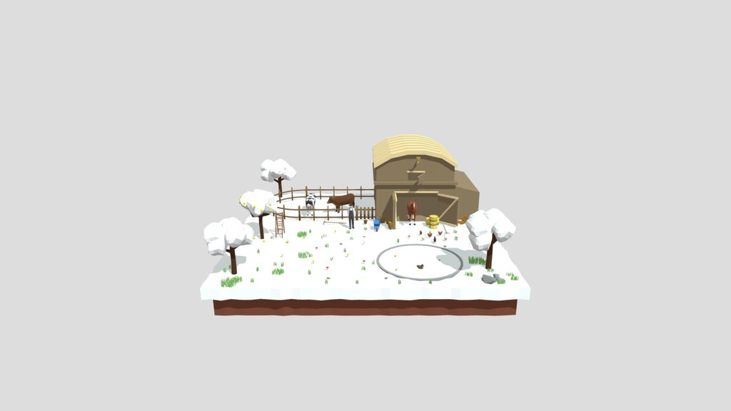 Low Poly Farm With Barn