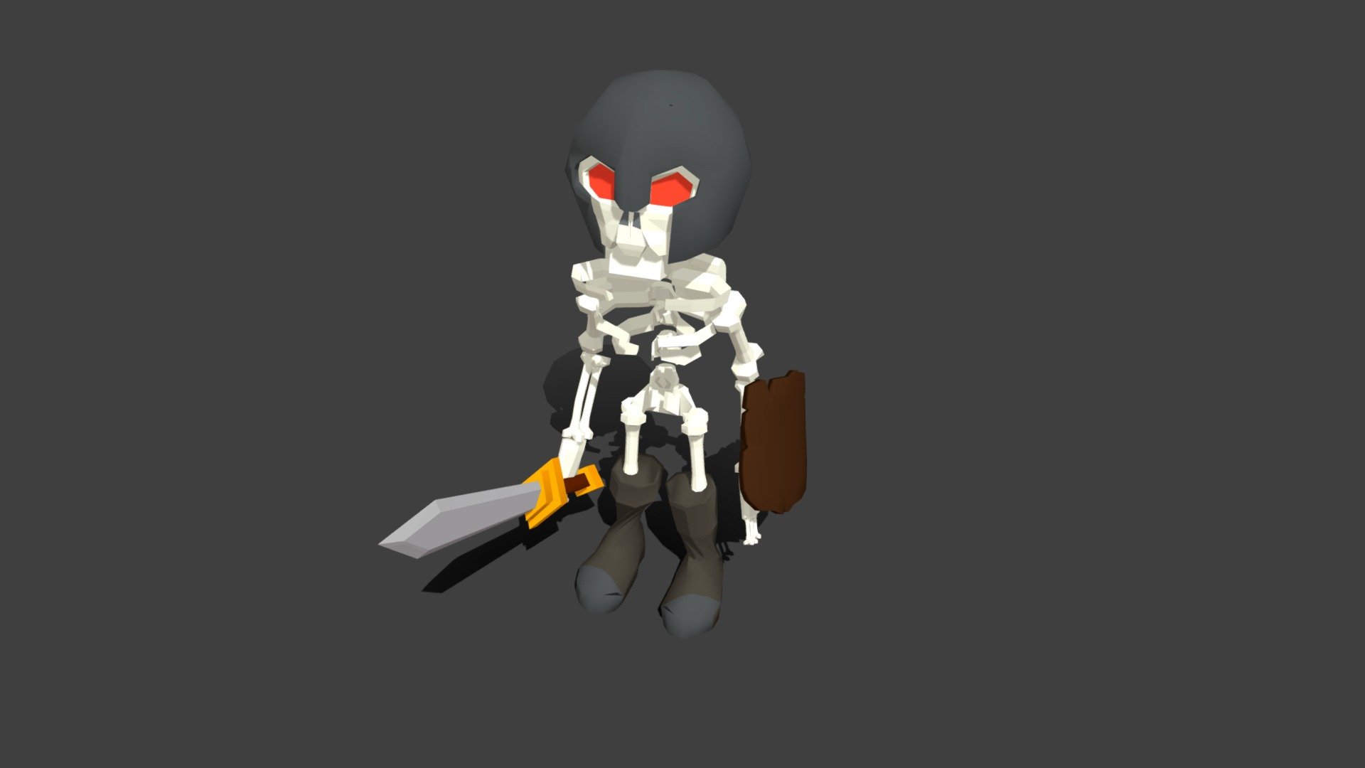 Animated Low Poly Cartoon Skeleton