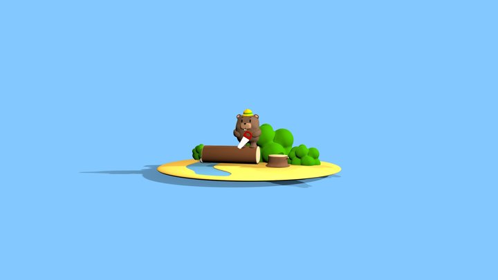 海狸鼠，他正在建造大壩 3D Model